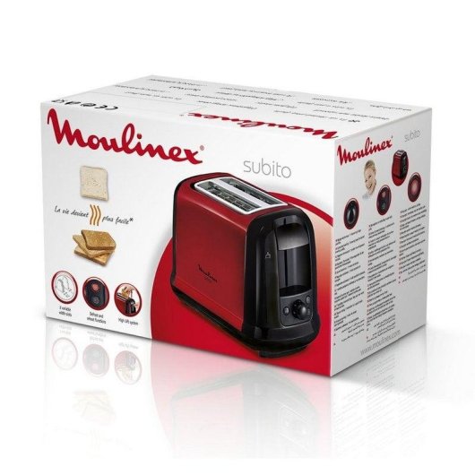 Tostapane Moulinex Subito LT261D 2 fessure 850 W Scongelamento Nero/Rosso