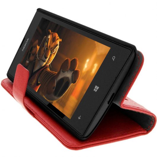 Avizar Funda Billetera de Color Rojo para Nokia Lumia 520/525