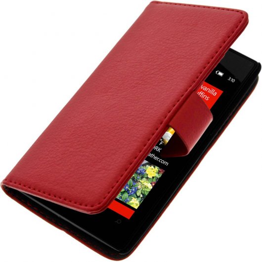 Avizar Funda Billetera de Color Rojo para Nokia Lumia 520/525