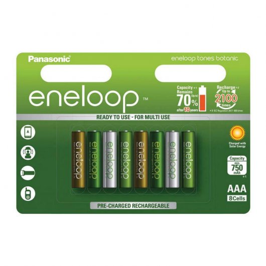 Panasonic Eneloop Botanic Edition Pilas Recargables 750mAh AAA HR03 8 Unidades