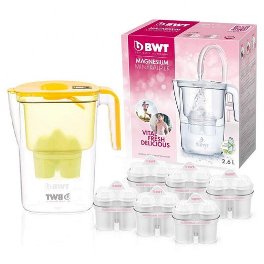 BWT Vida Electrónica Jarra Filtradora de Agua con Magnesio 2.6L Amarillo + 6 Filtros