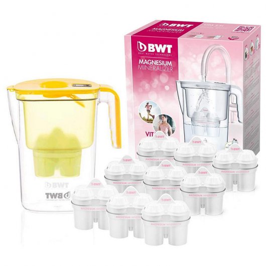 BWT Vida Electrónica Jarra Filtradora de Agua con Magnesio 2.6L Amarillo + 9 Filtros