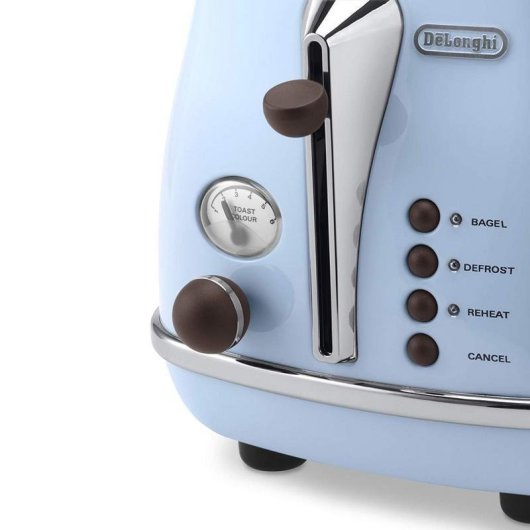 Grille-pain vintage DeLonghi CTOV 2103.AZ 2 fentes 900 W Réchauffage Décongélation Bleu