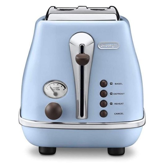 Grille-pain vintage DeLonghi CTOV 2103.AZ 2 fentes 900 W Réchauffage Décongélation Bleu
