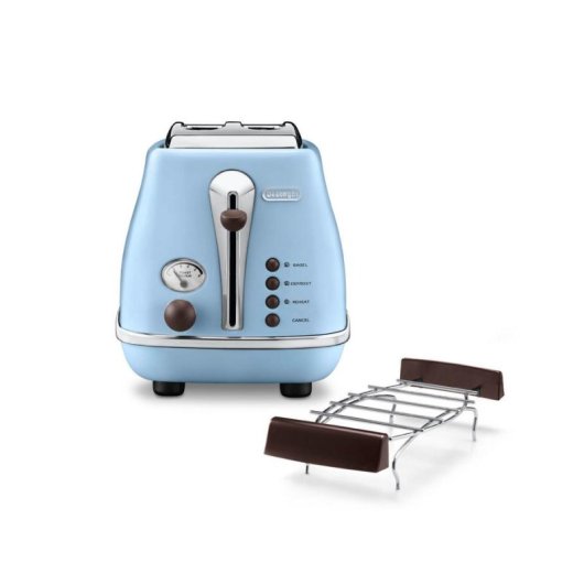 Grille-pain vintage DeLonghi CTOV 2103.AZ 2 fentes 900 W Réchauffage Décongélation Bleu
