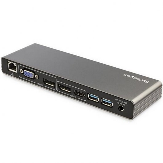 StarTech.com TB3DK2DHVUE laptop-dockingstation & portreplikator Kabelgebunden Grau