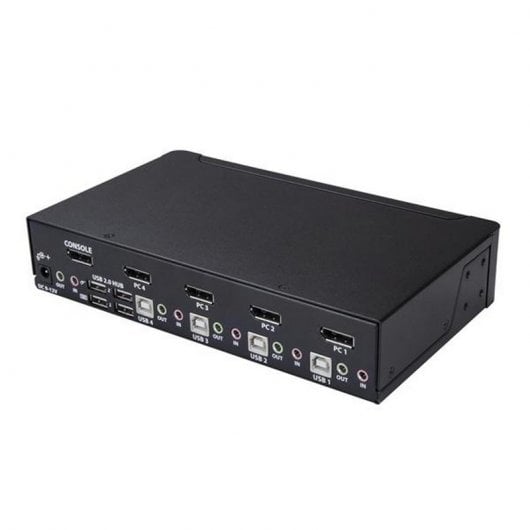 StarTech.com Switch KVM DisplayPort a 4 porte - 4K 60Hz - Schermo singolo - Switch KVM USB UHD DP 1.2 a doppia porta - Hub USB 2.0 integrato e audio - Dell, HP, Apple, Lenovo - TAA