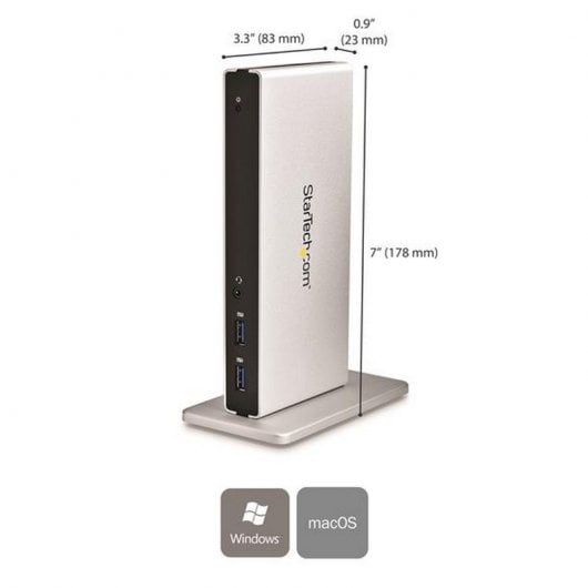 StarTech.com Station d'Accueil USB 3.0 pour Deux Écrans avec Adaptateurs DVI vers VGA et HDMI, 5x USB 3.0 et Audio - Station d'Accueil DVI Verticale pour Mac et Windows