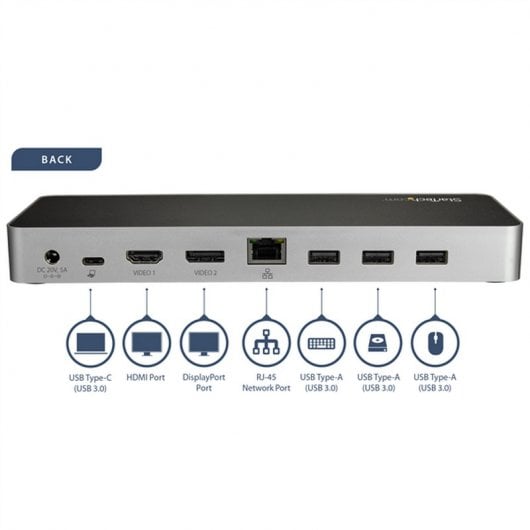 StarTech.com DK30CHDPPDUE laptop-dockingstation & portreplikator Kabelgebunden USB 3.2 Gen 1 (3.1 Gen 1) Type-C Schwarz, Silber
