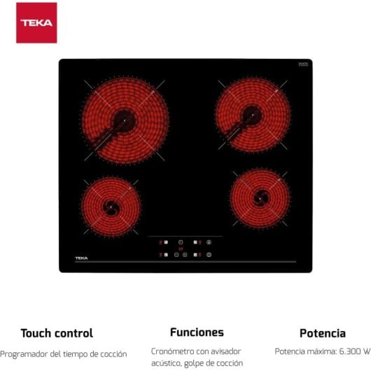 Teka TZ 6415 Placa Vitrocerámica 4 Zonas 60cm Negro