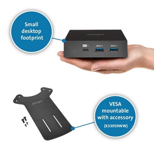 Kensington SD2000P Nano station d’accueil USB-C 5 Gbits/s, 1 sortie 4K - 60W PD HDMI/DP ; Win/Mac/Chrome