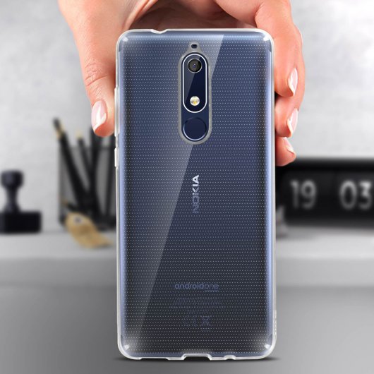 Avizar Funda de Silicona Flexible Transparente para Nokia 5.1