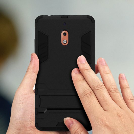 Avizar Funda Negra con Soporte para Nokia 2.1