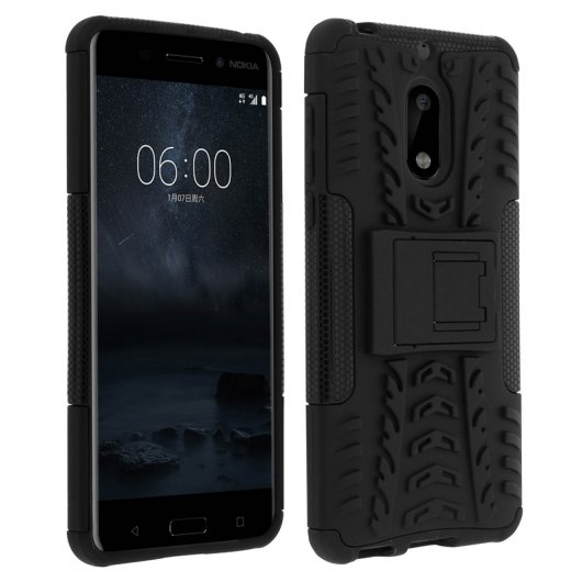 Avizar Funda Negra con Soporte para Nokia 6
