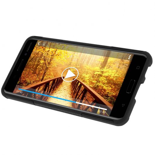 Avizar Funda Negra con Soporte para Nokia 6