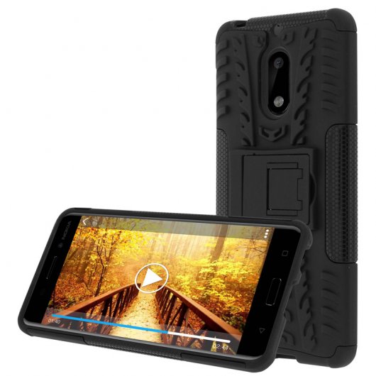 Avizar Funda Negra con Soporte para Nokia 6