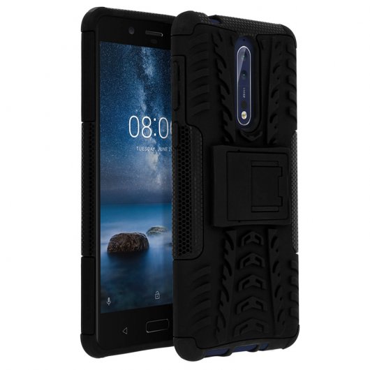 Avizar Funda Negra con Soporte Reforzado para Nokia 8
