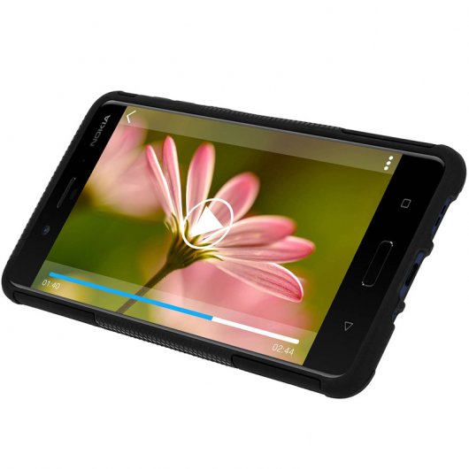 Avizar Funda Negra con Soporte Reforzado para Nokia 8