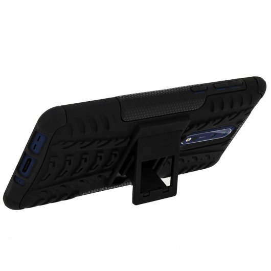 Avizar Funda Negra con Soporte Reforzado para Nokia 8