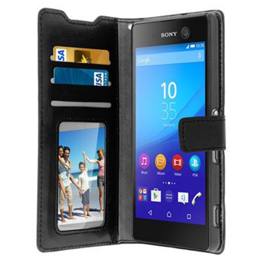 Avizar Funda Libro Negra con Cierre Magnético para Sony Xperia M5