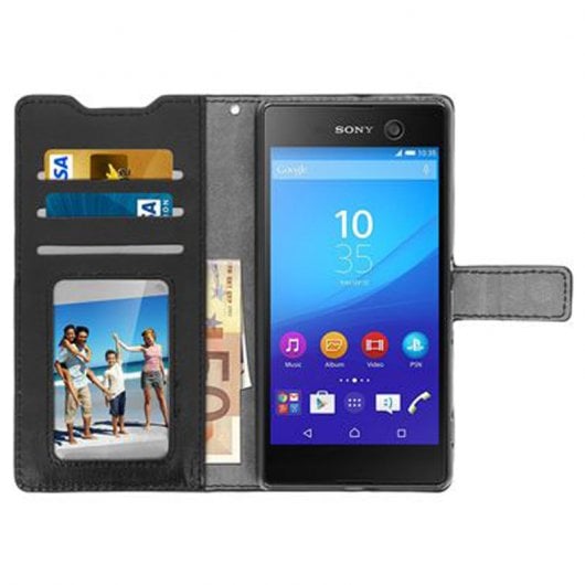 Avizar Funda Libro Negra con Cierre Magnético para Sony Xperia M5