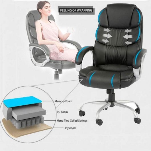 Silla de Oficina Extra Acolchada Rotatoria 360º Negra
