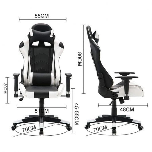 Cadeira de Escritório Racing Gamer Branca/Preta