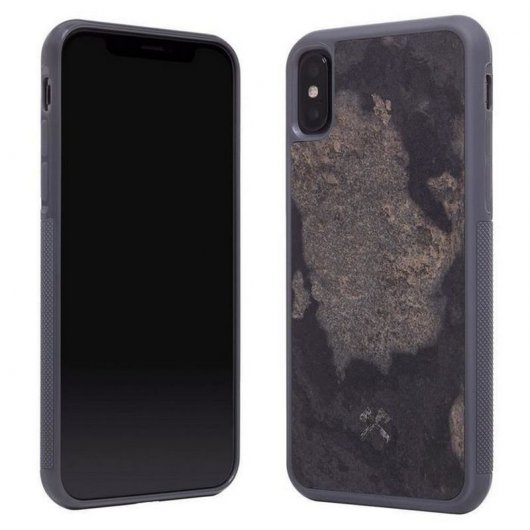 Woodcessories Bumper Case Stone Funda de Piedra Gris Granito para iPhone X/XS