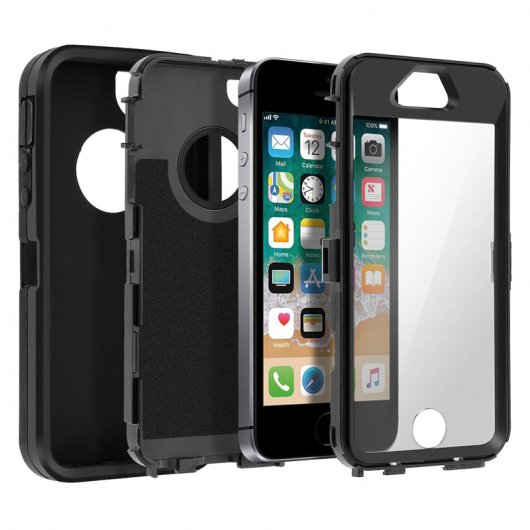 Avizar Funda Protectora Ultrarersistente Multicapa de color Negro para iPhone 5 / 5S / 5C