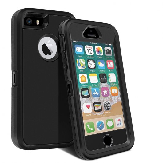 Avizar Funda Protectora Ultrarersistente Multicapa de color Negro para iPhone 5 / 5S / 5C