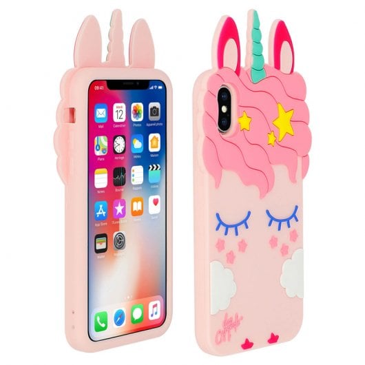 Avizar Funda Bumper Rígida de Color Rosa y Unicornio para iPhone X / XS