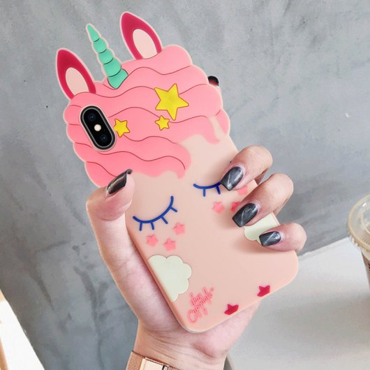Avizar Funda Bumper Rígida de Color Rosa y Unicornio para iPhone X / XS