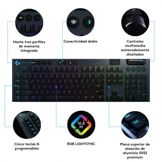 Tastiera da gioco meccanica wireless Logitech G915 RGB GL Touch