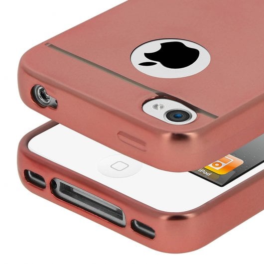 Avizar Funda Protectora Silicona Rosa Efecto Metalizado para iPhone 4 / iPhone 4S
