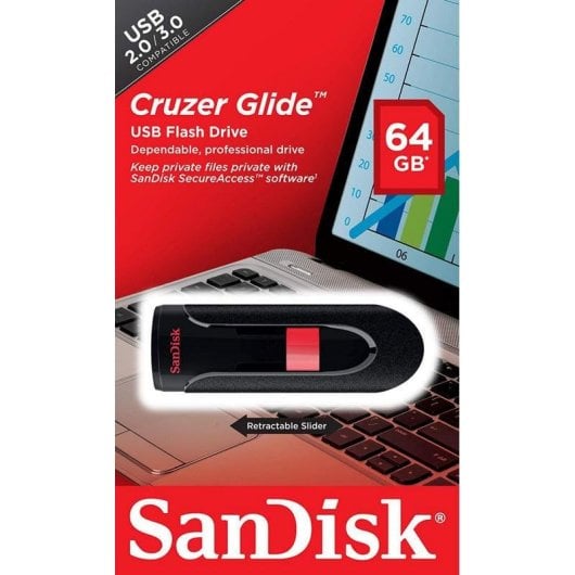 Chiavetta USB SanDisk Cruzer Glide 64GB Nero Rosso USB 2.0