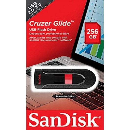 SanDisk Cruzer Glide unità flash USB 256 GB USB tipo A 2.0 Nero, Rosso