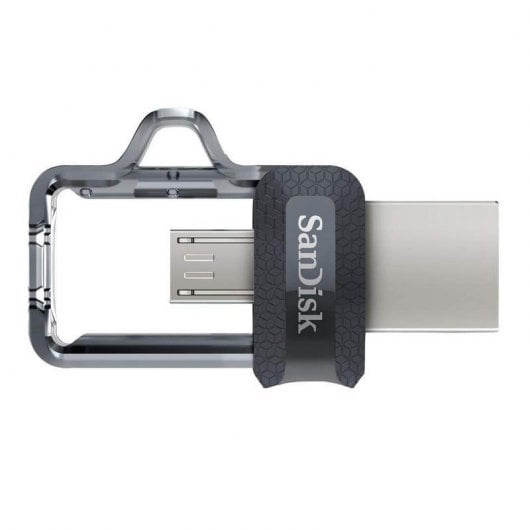 SanDisk Ultra Dual m3.0 lecteur USB flash 128 Go USB Type-A / Micro-USB 3.2 Gen 1 (3.1 Gen 1) Noir, Argent, Transparent