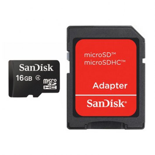 SanDisk MicroSDHC 16 Go Classe 4 + Adaptateur SD