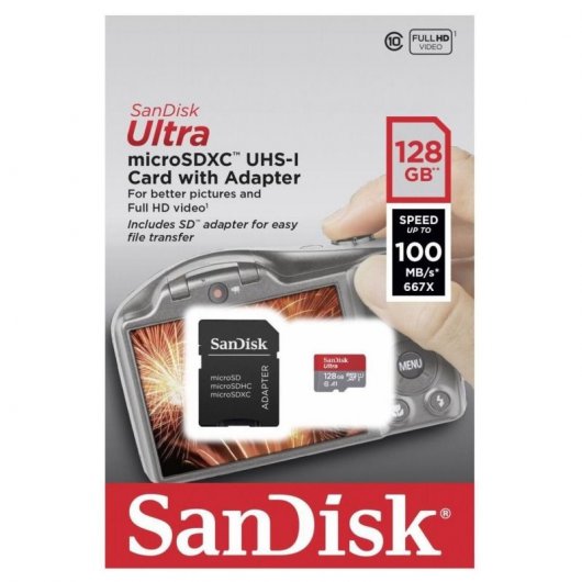 SanDisk Ultra MicroSDXC 128 Go Classe 10 A1 UHS-I + Adaptateur SD