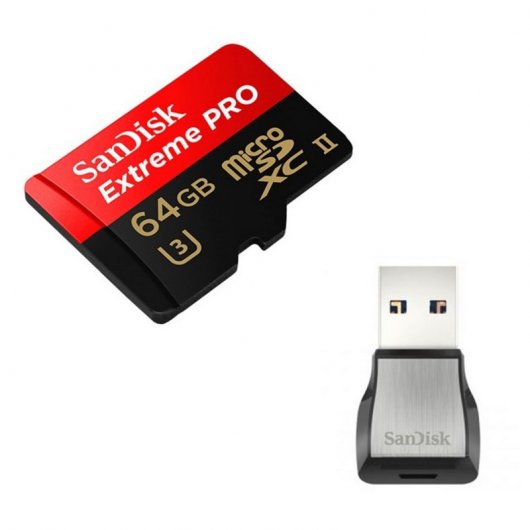 SanDisk Extreme PRO MicroSDXC 64GB Classe 10 U3 UHS-II + Lector USB 3.0