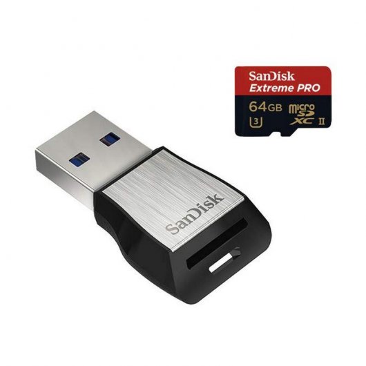 SanDisk Extreme PRO MicroSDXC 64GB Classe 10 U3 UHS-II + Lector USB 3.0