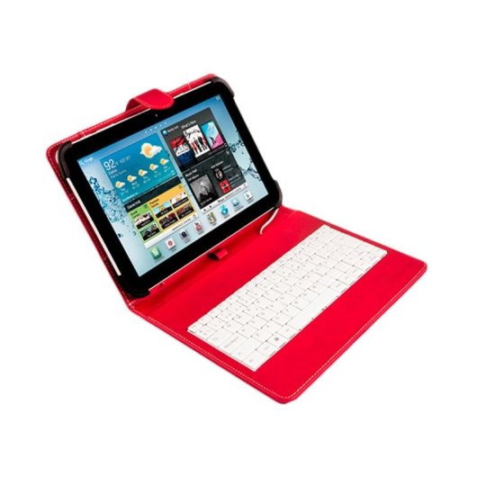 SilverHT Universalhülle mit MicroUSB-Tastatur Rot/Weiß für 9" - 10,1" Tablets