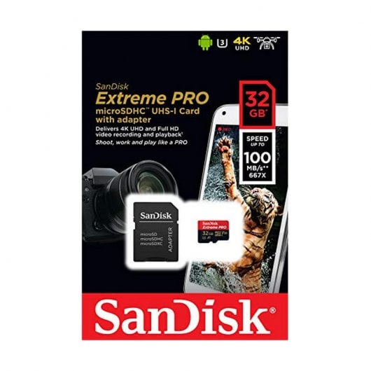 SanDisk Extreme Pro MicroSDHC 32GB Clase 10 U3 V30 UHS-I + Adaptador SD