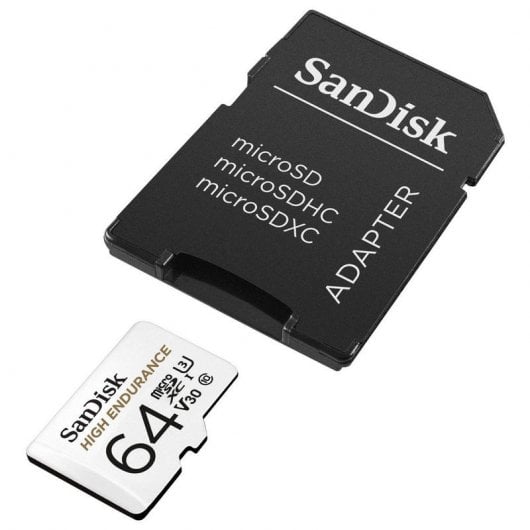 SanDisk MicroSDHC haute endurance 64 Go classe 10 U3 V30 UHS-I + adaptateur SD
