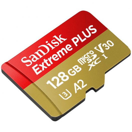 SanDisk Extreme Plus MicroSDXC 128GB Clase 10 U3 V30 A2 + Adaptador SD