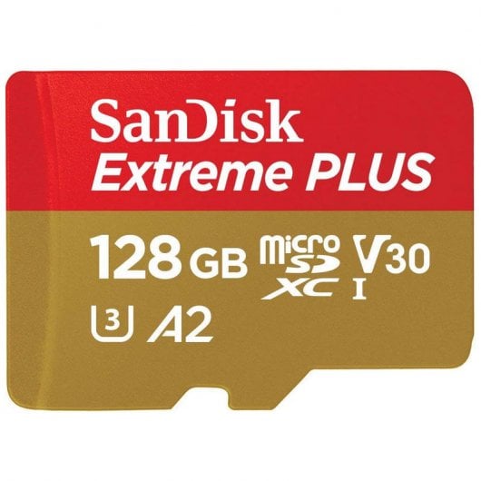 SanDisk Extreme Plus MicroSDXC 128GB Clase 10 U3 V30 A2 + Adaptador SD