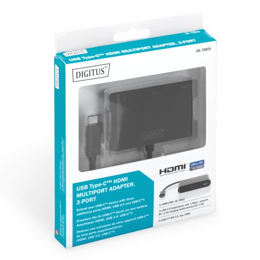 Digitus DA-70855 laptop-dockingstation & portreplikator USB 3.2 Gen 1 (3.1 Gen 1) Type-C Schwarz