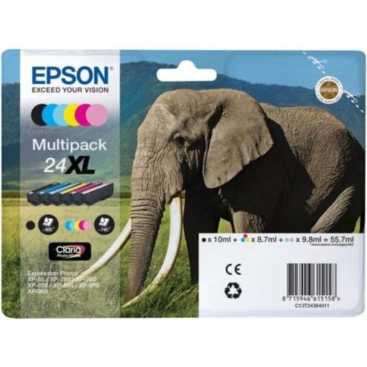 Cartucho de tinta Epson Elephant 24XL Multipack 6 cores alto rendimento