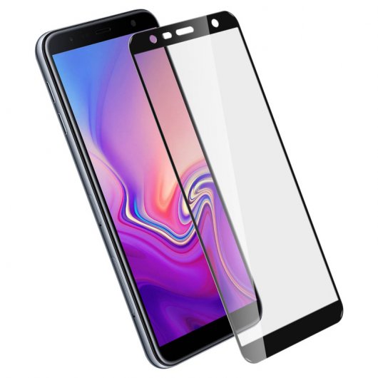 Protecteur d'écran en verre trempé noir ultra fin Avizar pour Samsung Galaxy J6 Plus