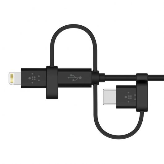 Belkin F8J050bt04-BLK Cable Adaptador Micro-USB/Lightning/USB-C 1.2m Negro